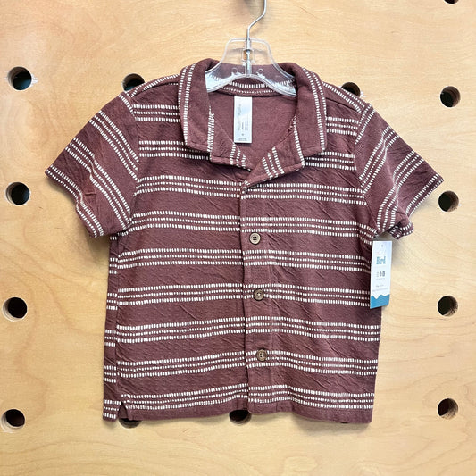 Brown/White Dotted Lines Button Up