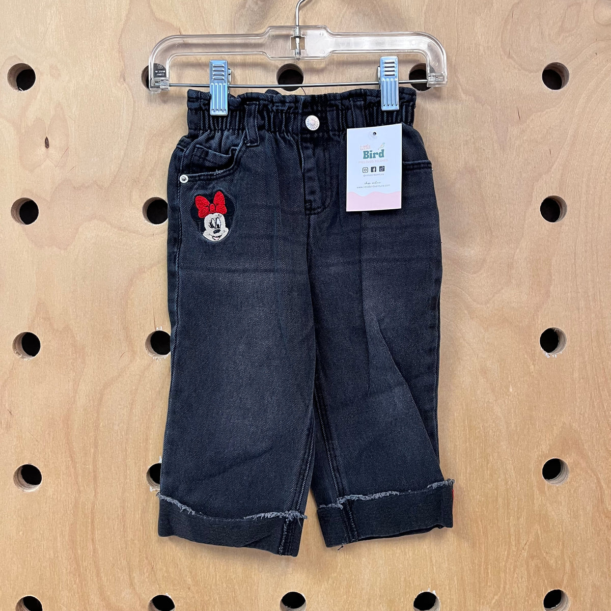 Black Minnie Paper Bag Waist Denim