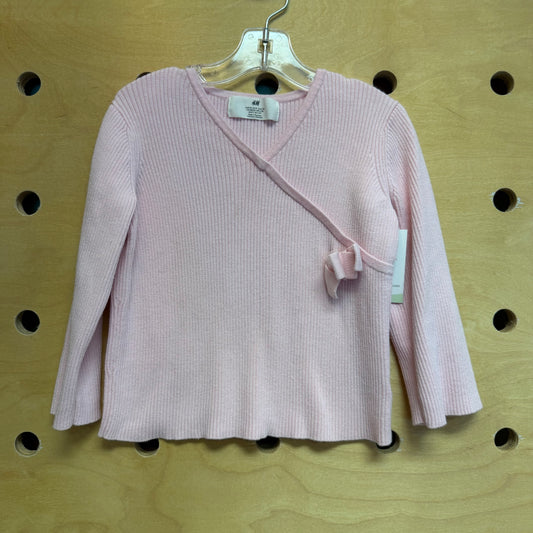 Pink Ribbed Bow Long Sleeve