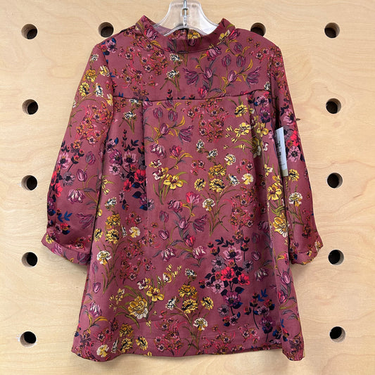 Wine Floral Sliky Dress