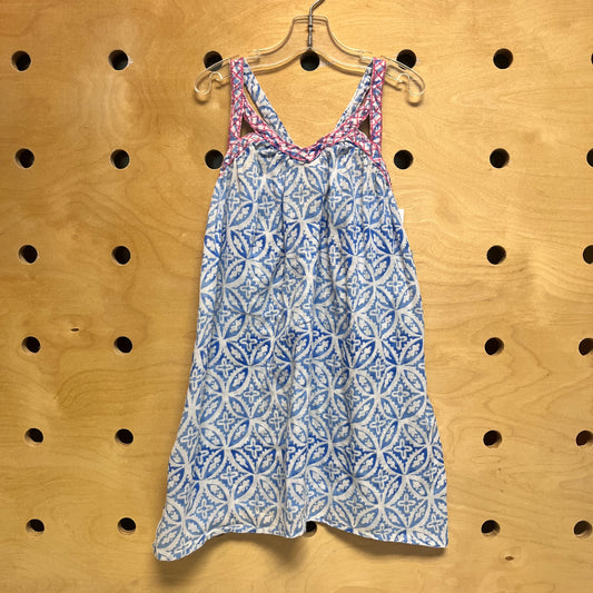 Blue/White Printed Tank Dress