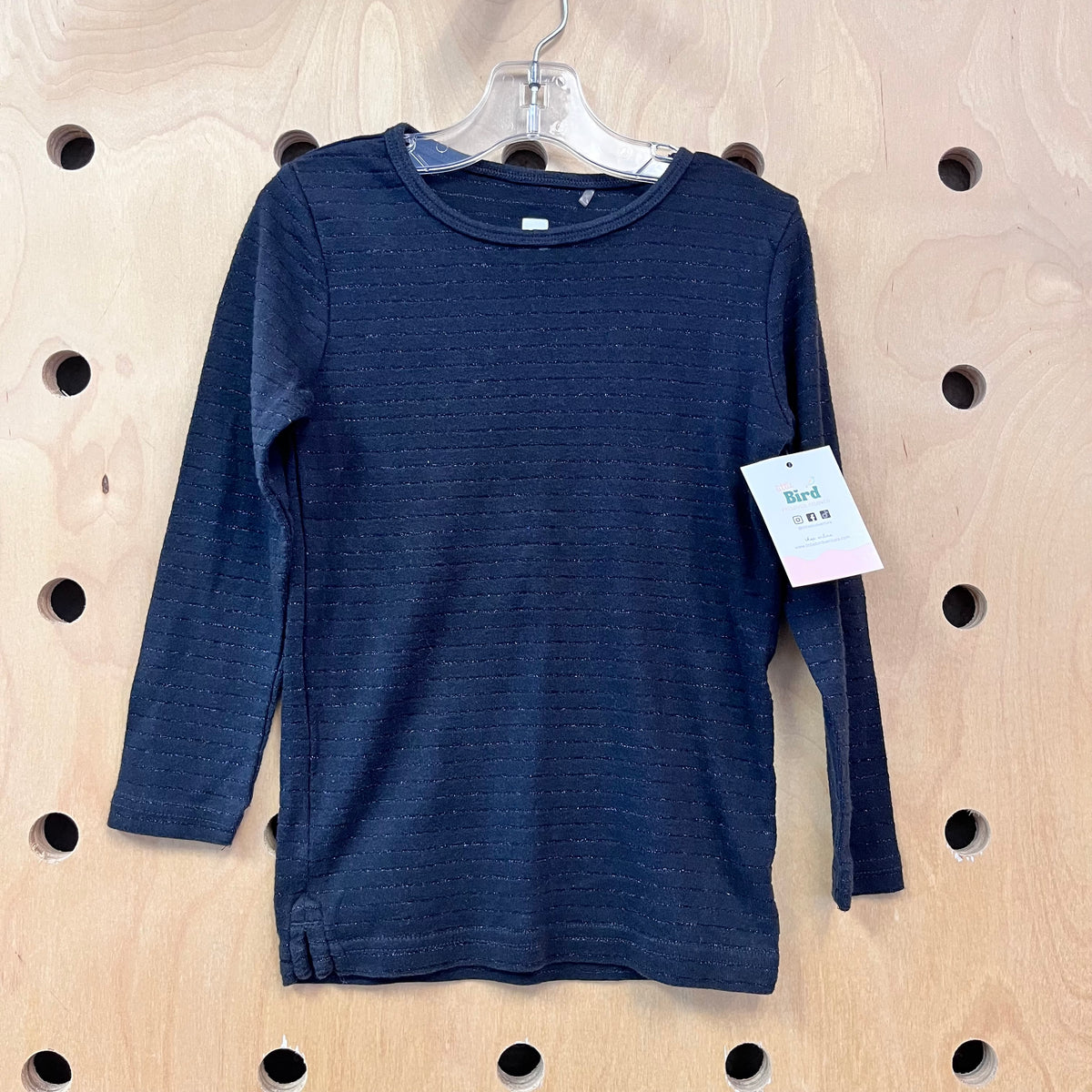 Black Sparkle Striped LS