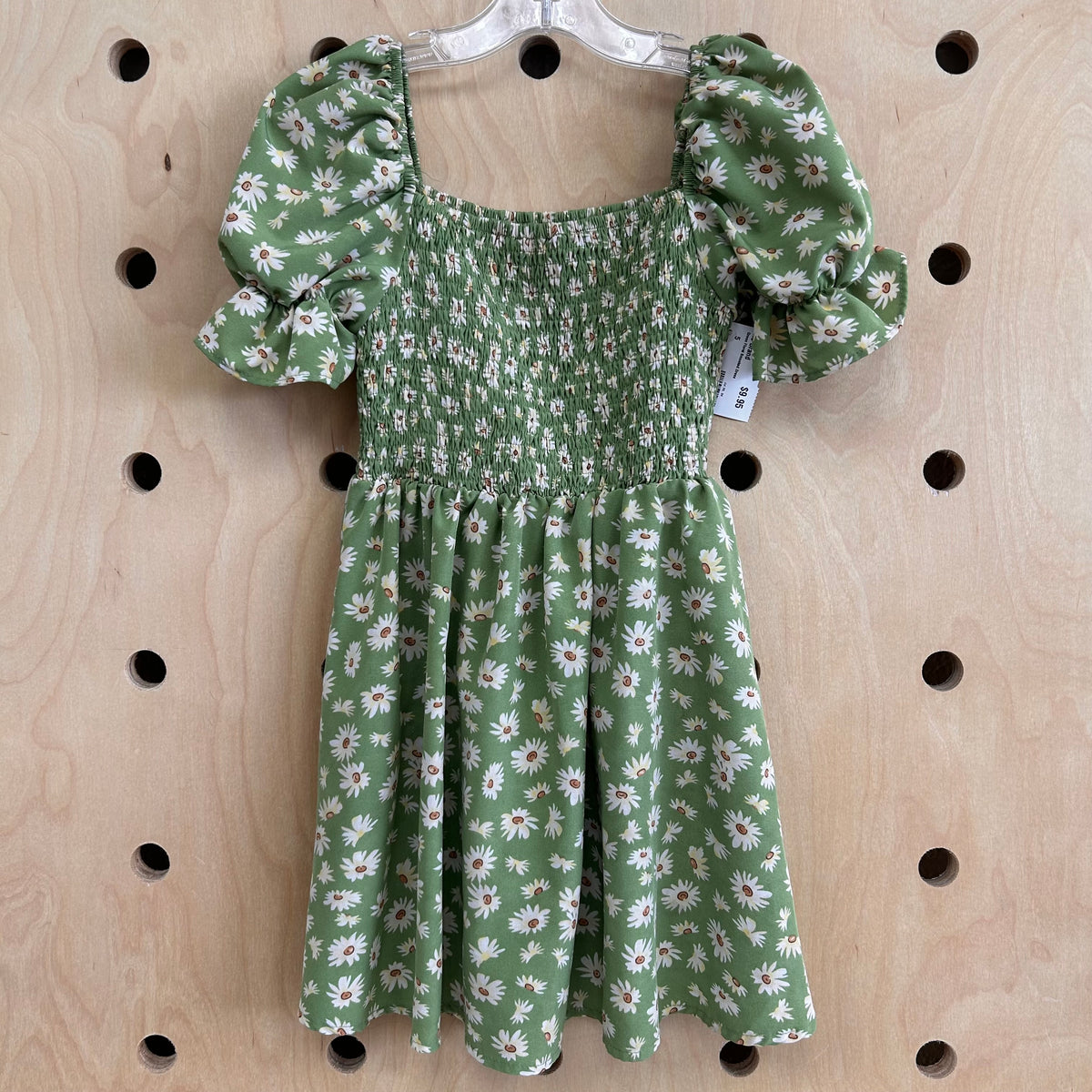Green Floral Smocked Dress
