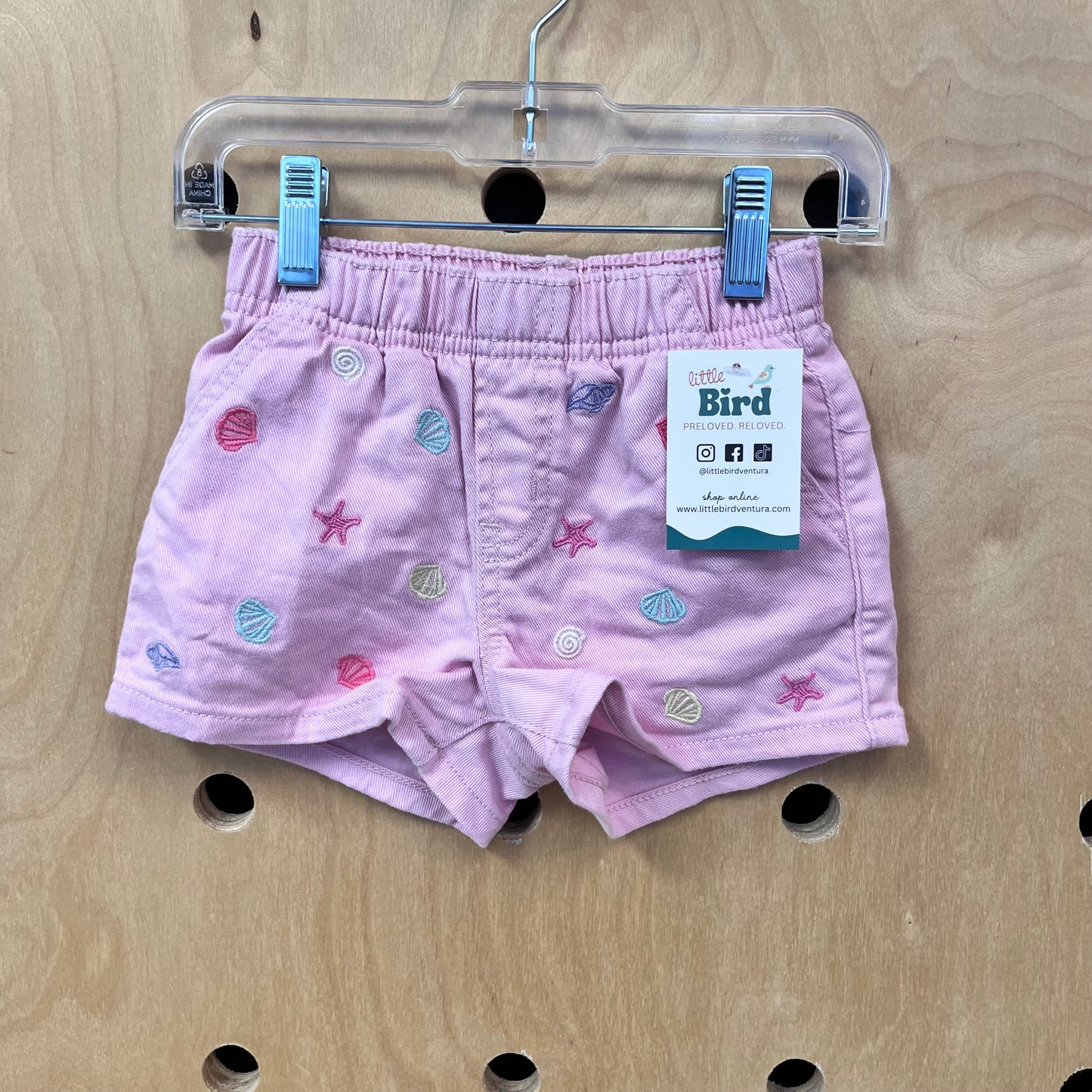 Embroidered Shells Denim Shorts