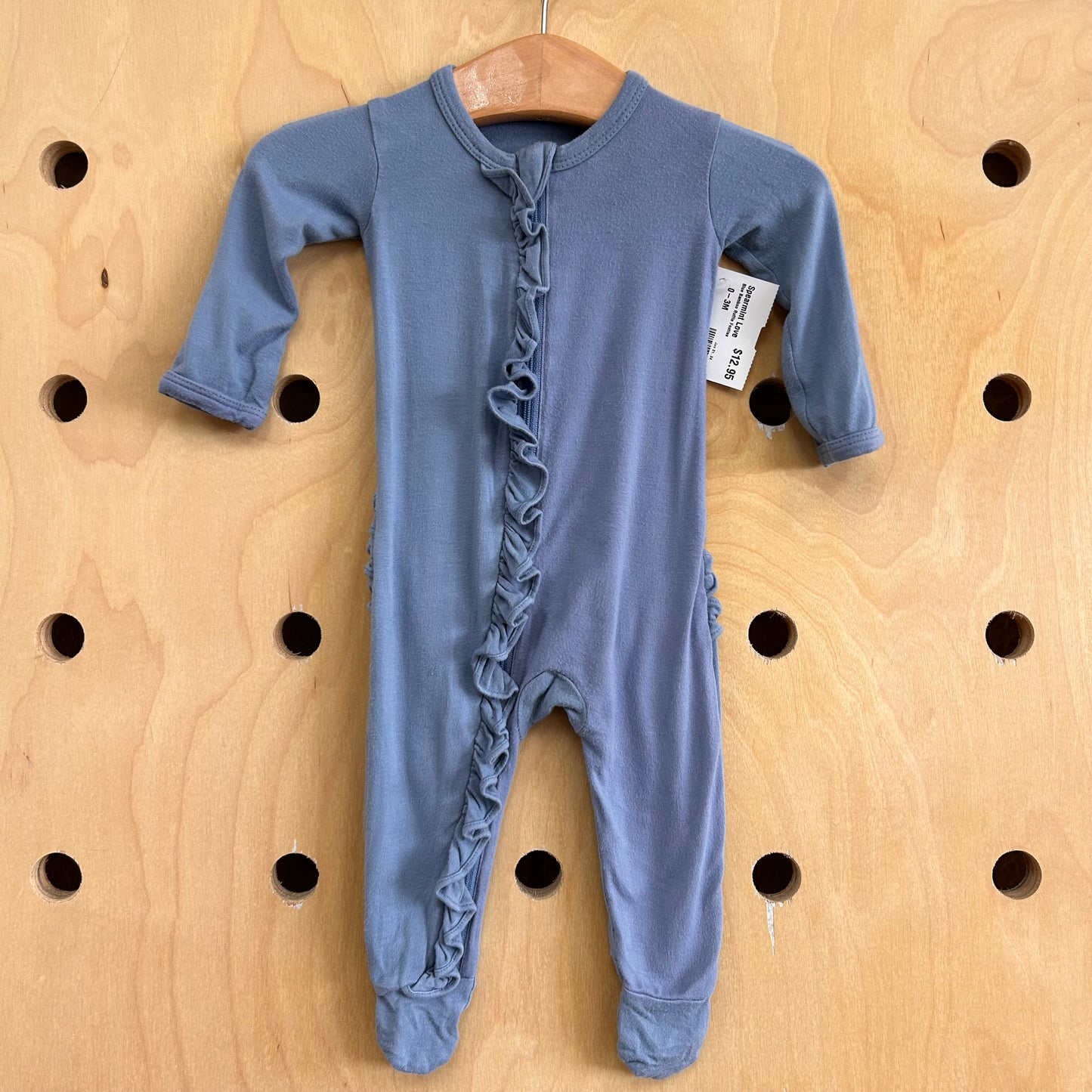 Blue Bamboo Ruffle Footies