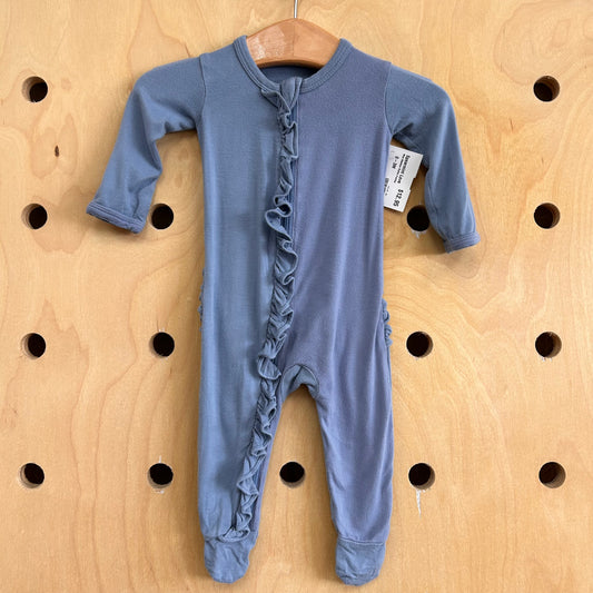 Blue Bamboo Ruffle Footies