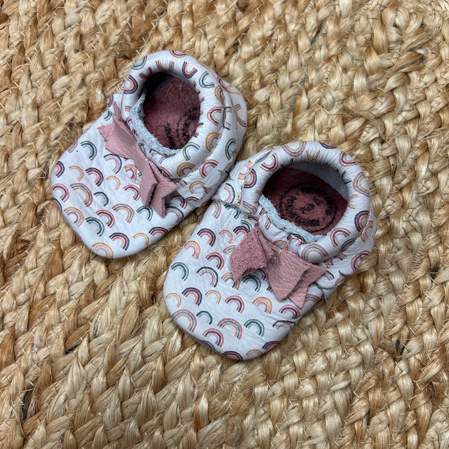 White & Pink Rainbow Soft Soles