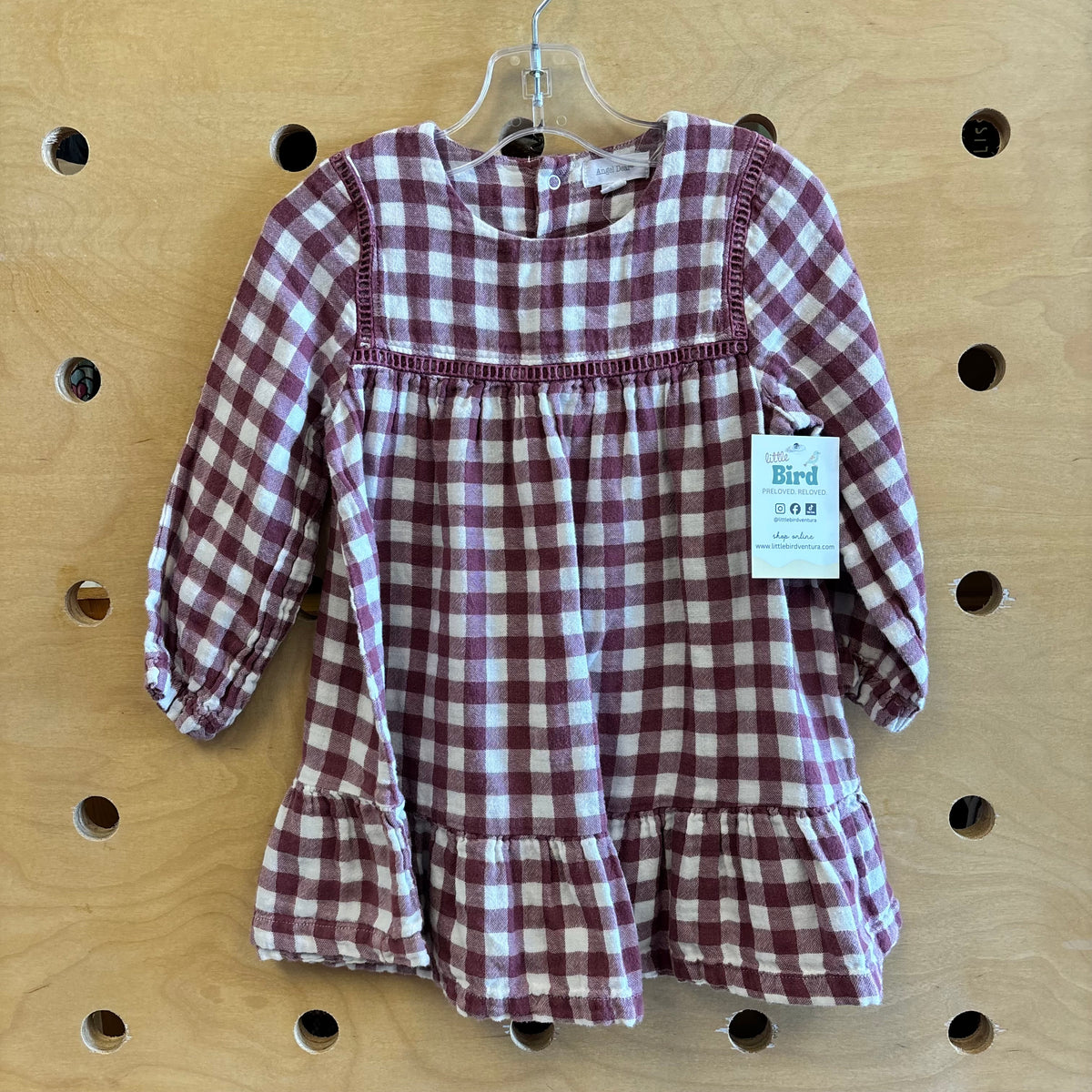 Plum Gingham LS Dress