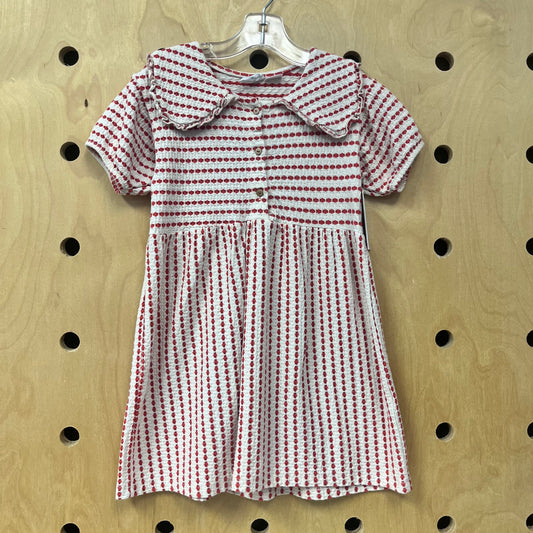 Red & White Button Gauze Dress