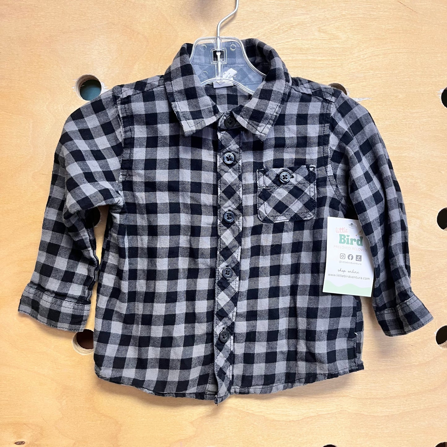 Black/Grey Plaid Button Up