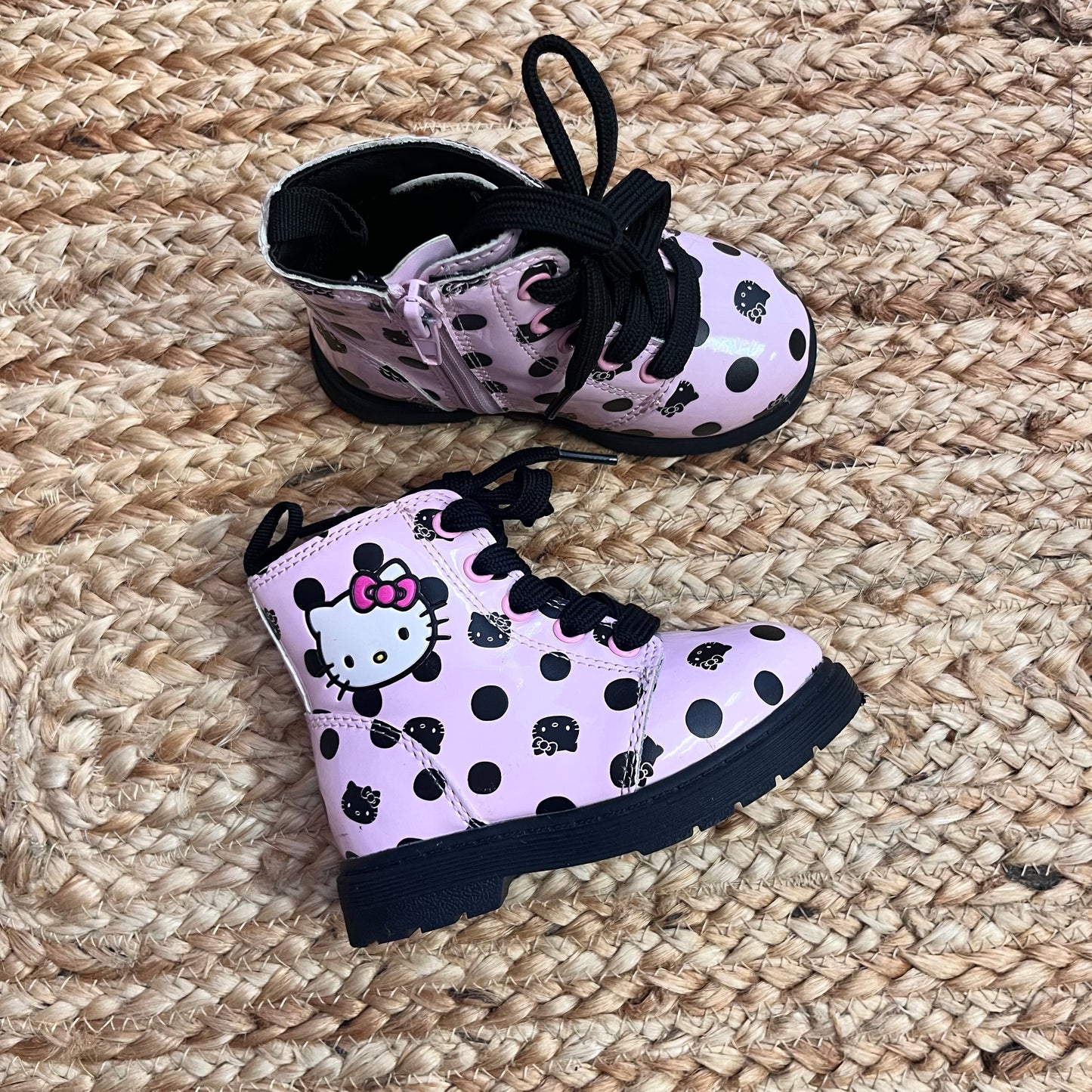 Black/Pink Polka Dot Hello Kitty Boots