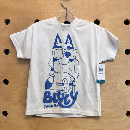 White Embroidered 'Lets Do This' Bluey Tee