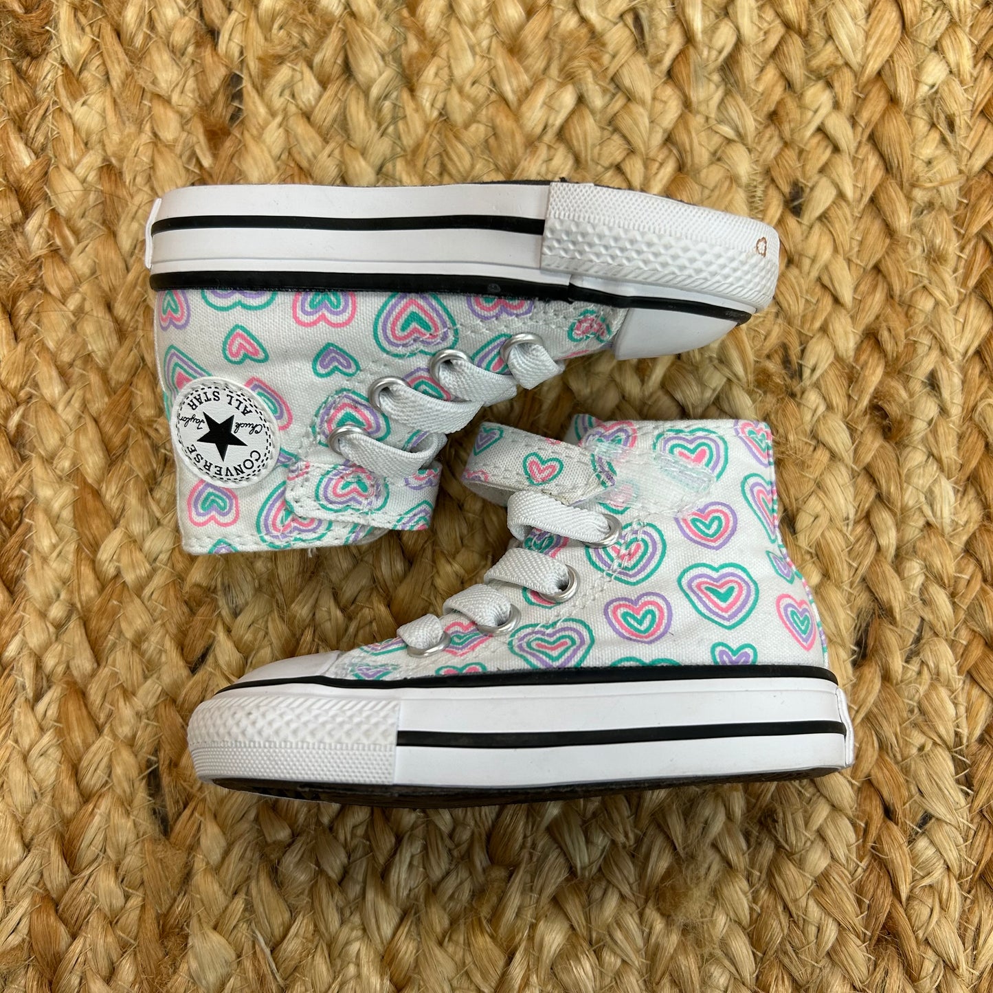 White Hearts Hi Tops
