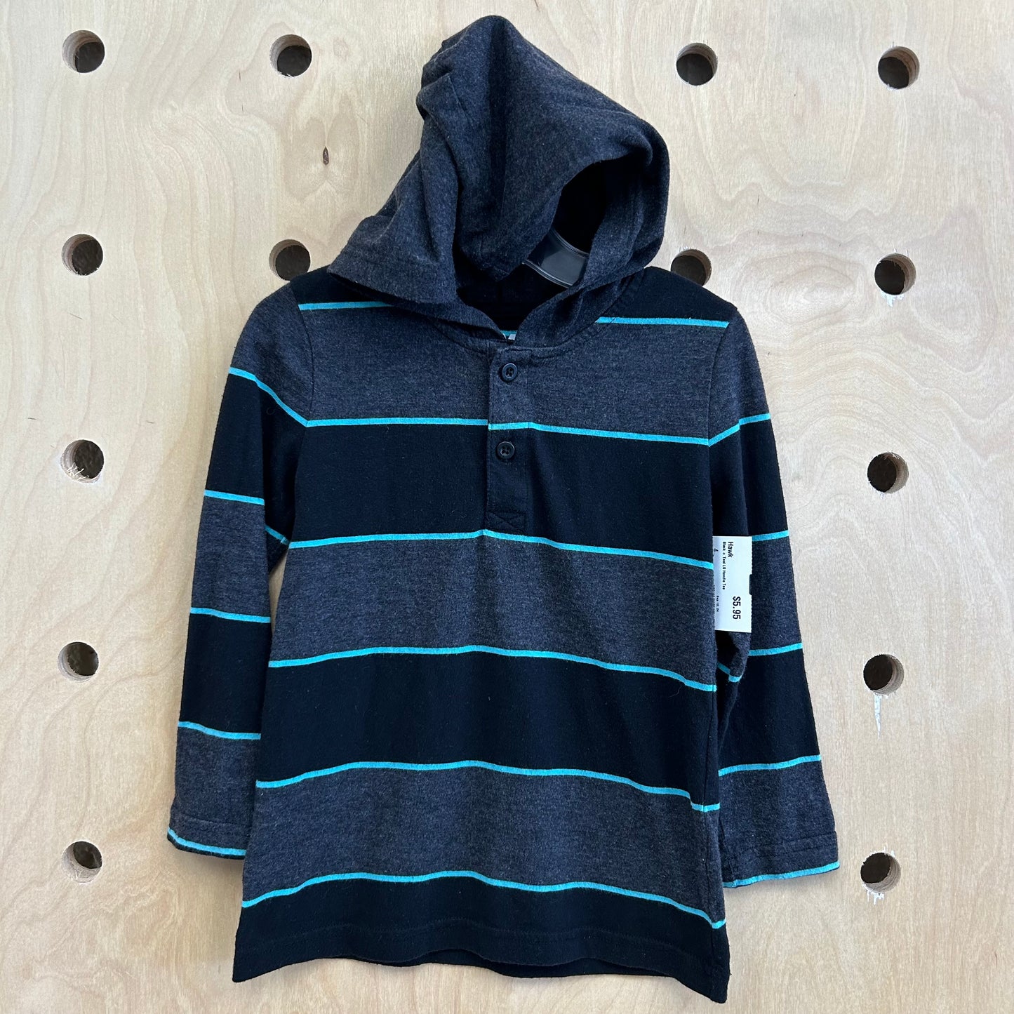 Black + Teal LS Hoodie Tee