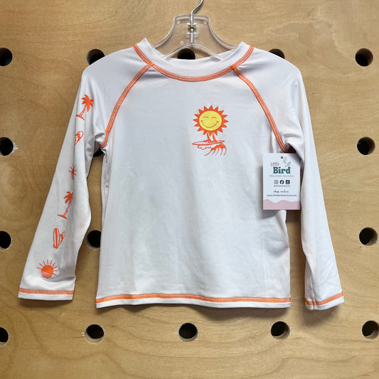 White/Orange Surfing Sun Rash Guard
