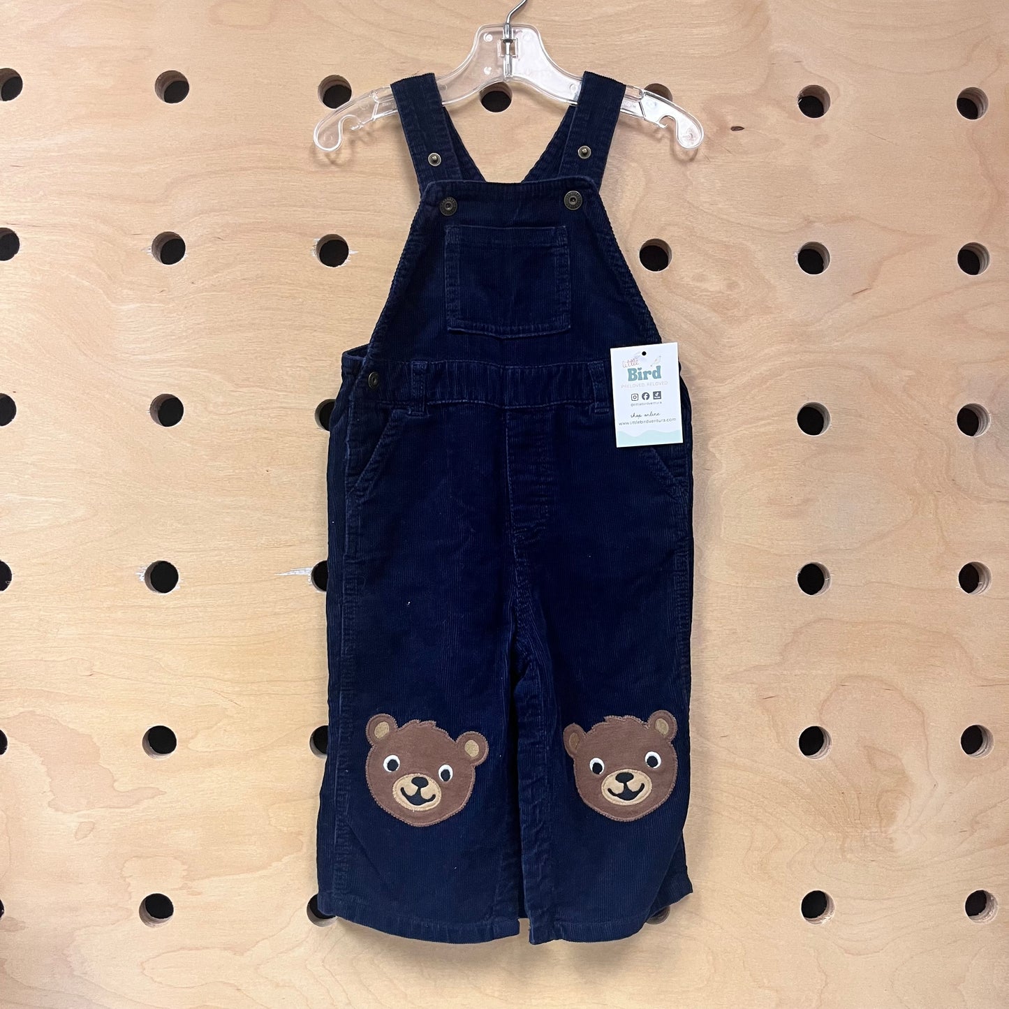 Navy Bears Cord Overalls