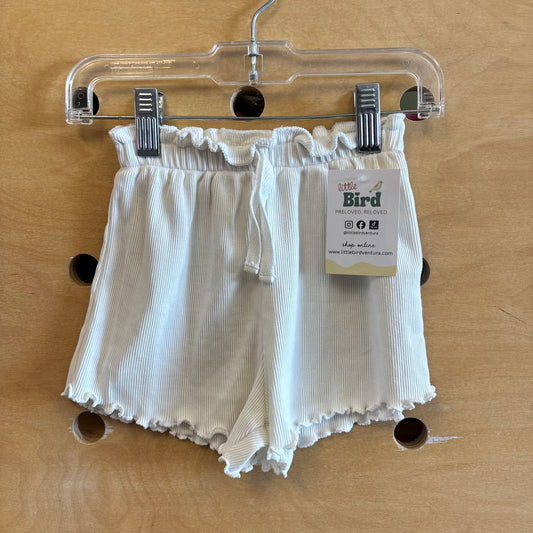 White Lettuce Hem Ribbed Shorts