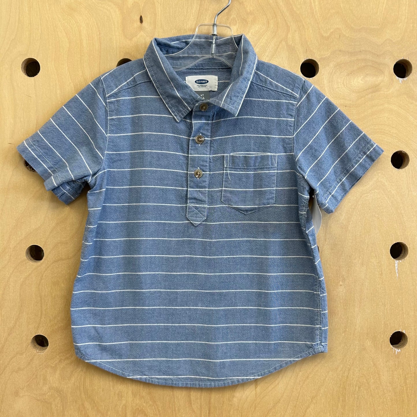 Blue + White Striped Henley