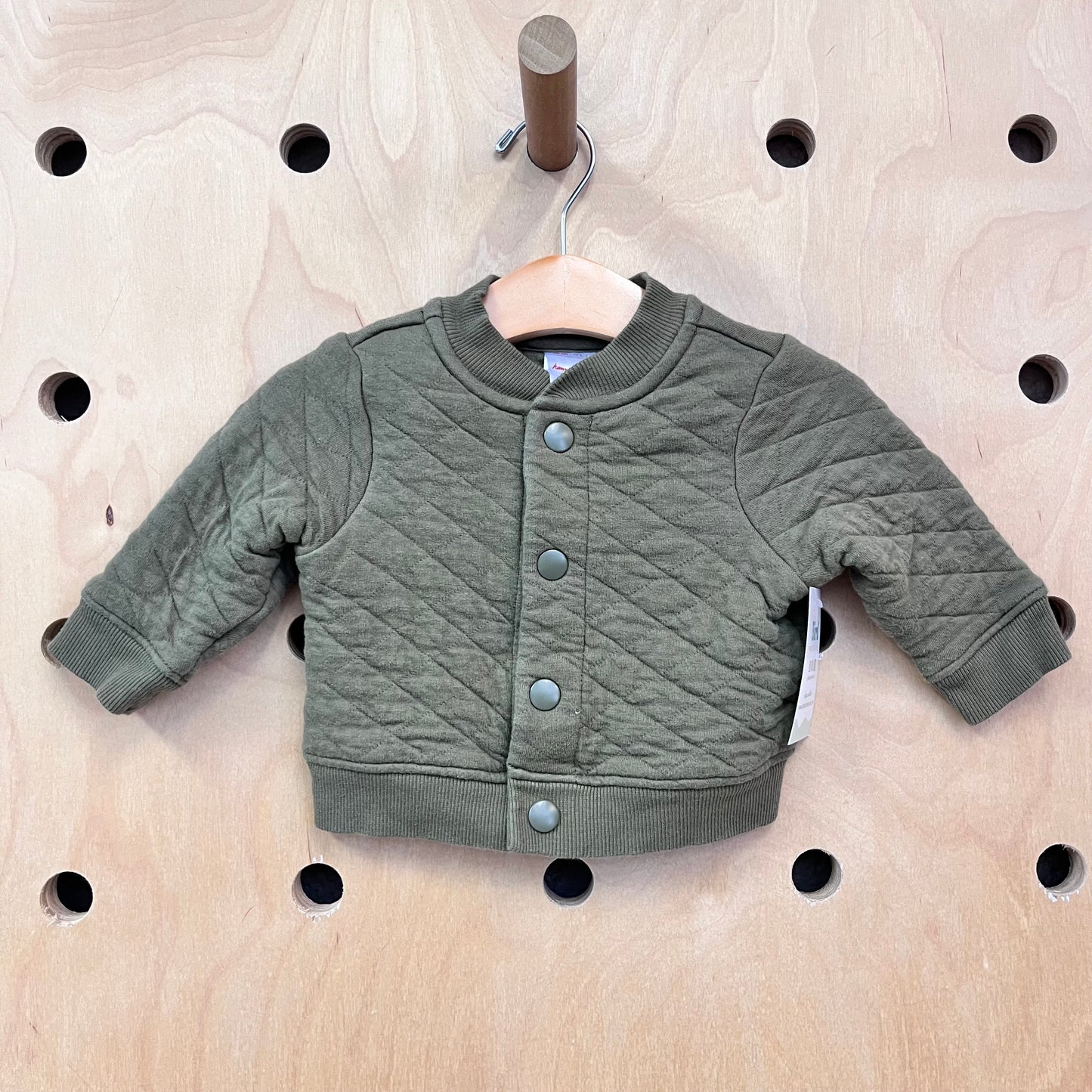 Olive Quilted Snap Jacket