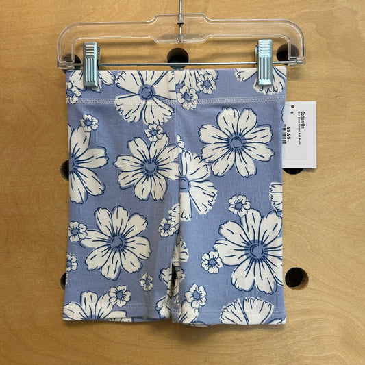 Blue Floral Ribbed Soft Shorts