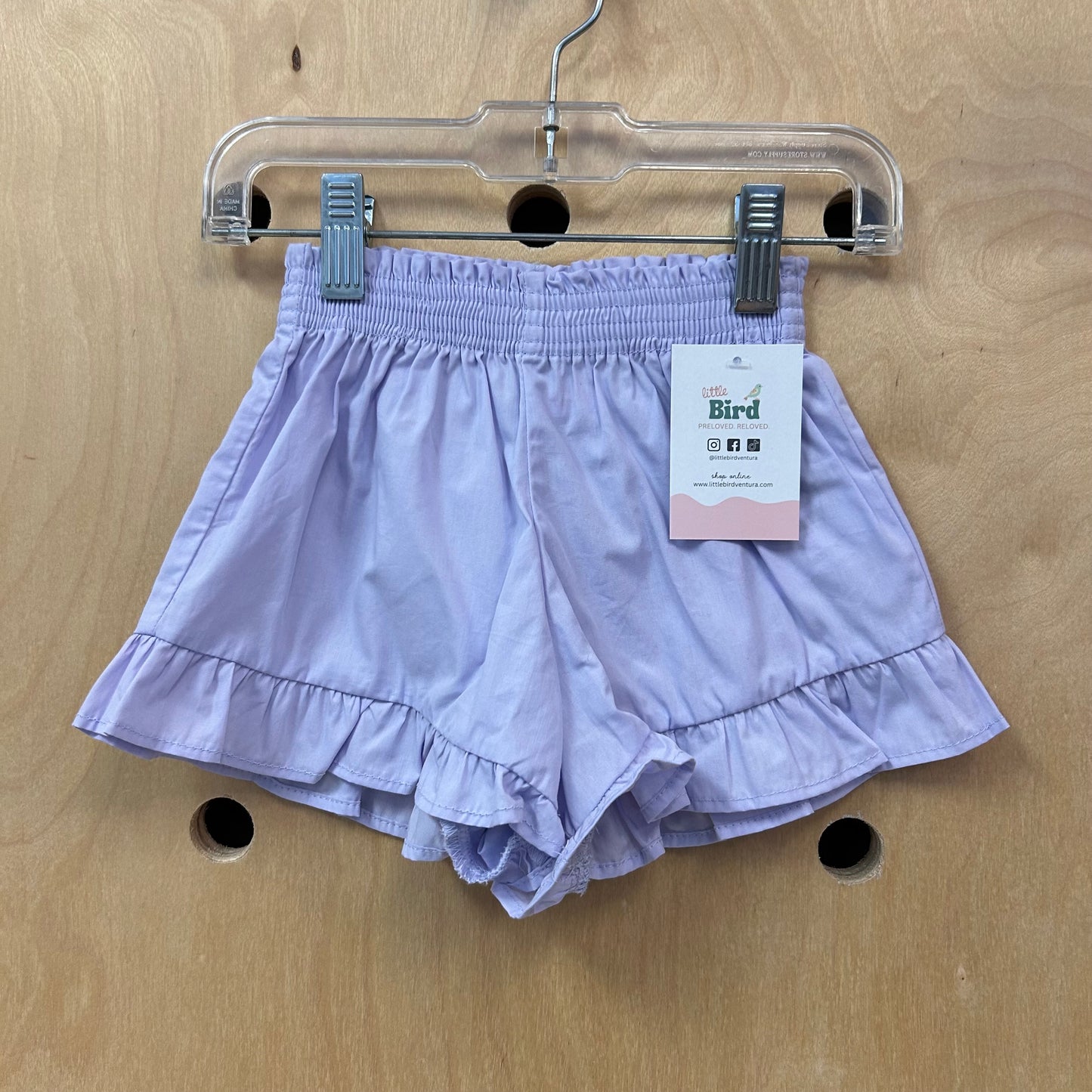 Lavender Ruffle Pull On Shorts