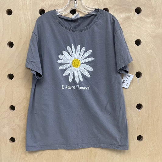 Grey I Adore Flowers Top