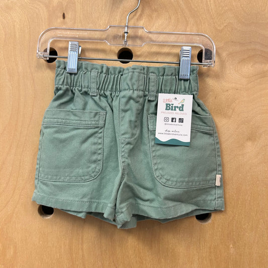 Green Cotton Pull On Shorts