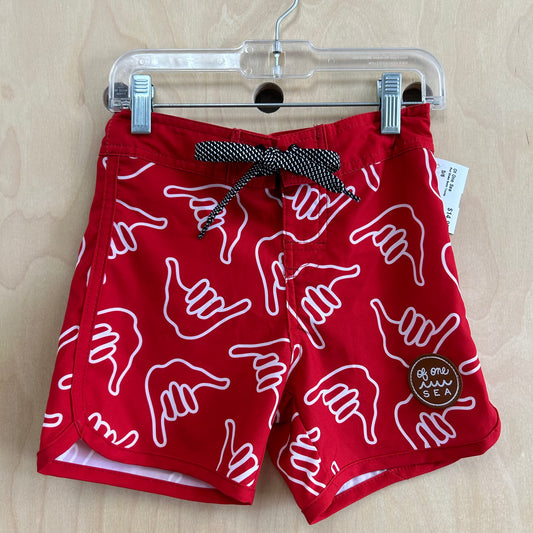 Red Shaka Swim Trunks