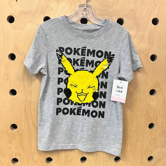 Grey Flip Sequins Pikachu Tee