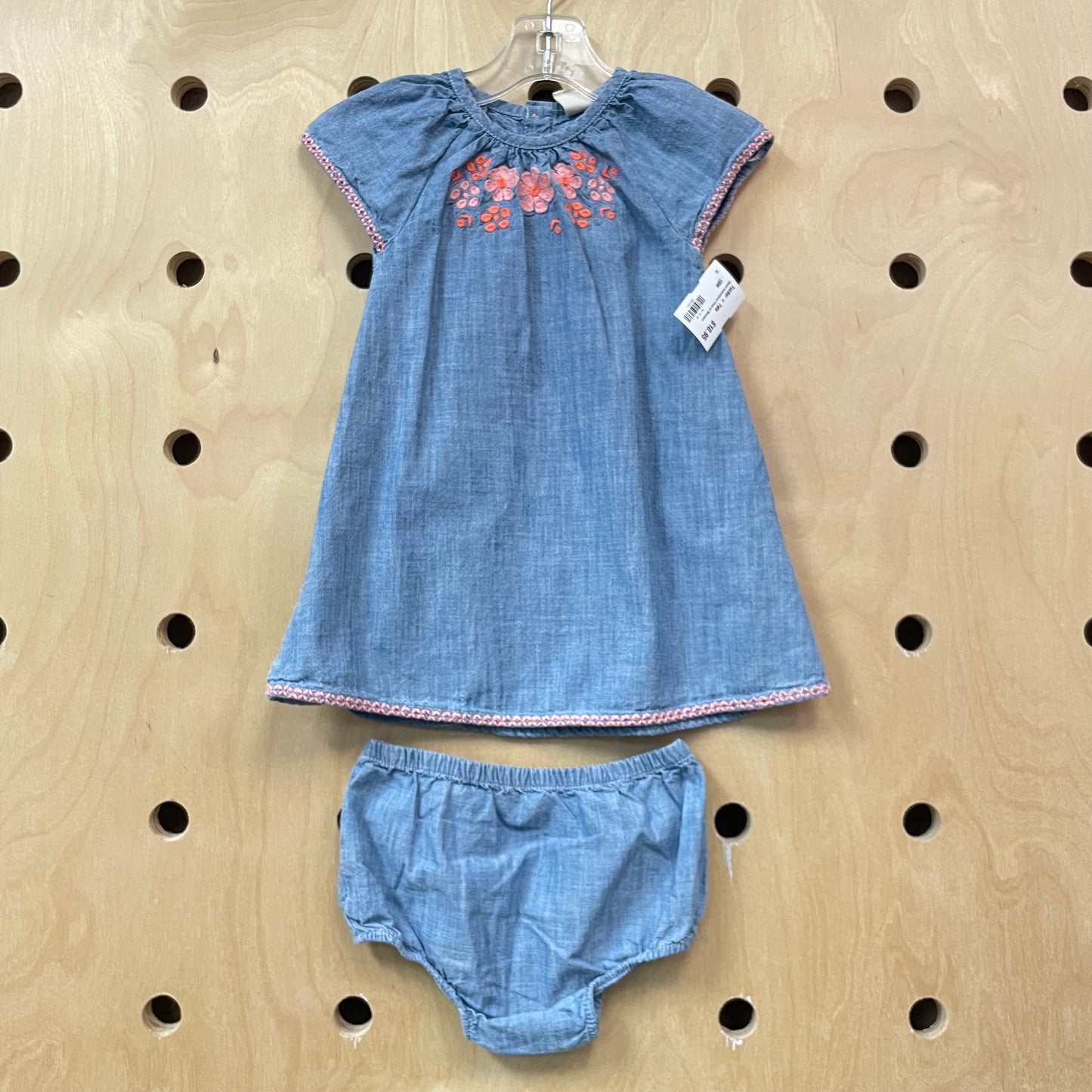 Denim Embroidered Dress w/ Bloomers