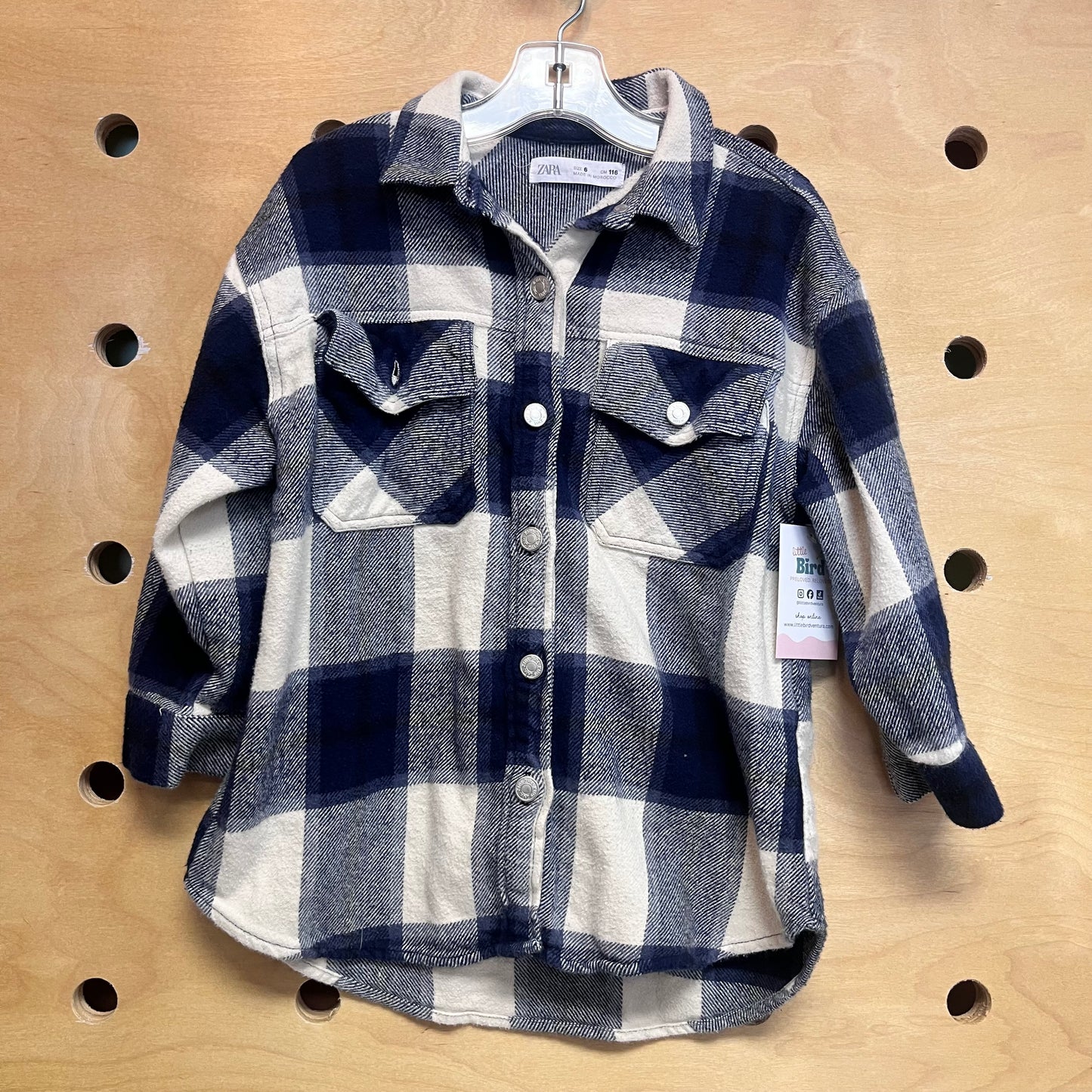 Navy & Cream Flannel Shacket