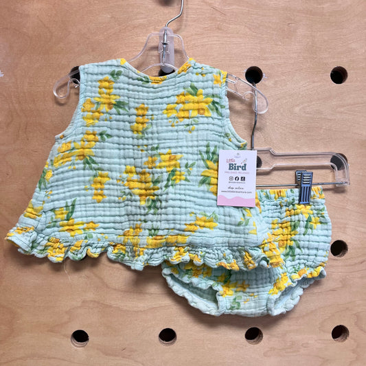 Aqua/Yellow Floral Cotton Outfit