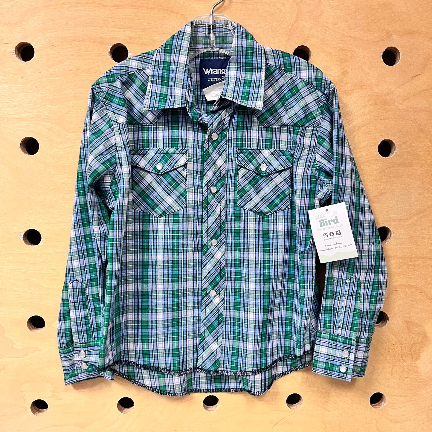 Blue & Green Plaid Snap Western Shirt