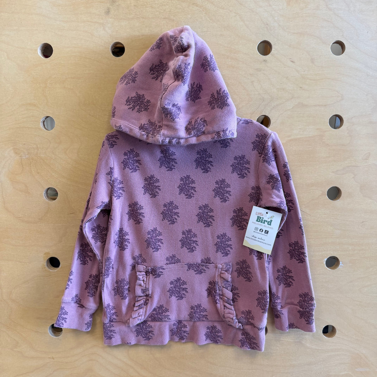 Purple Ribbed Organic Hoodie Top