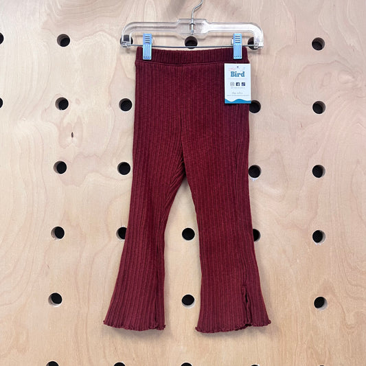Rust Ribbed Flare Leggings
