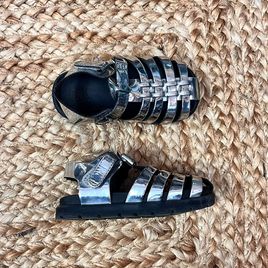 Metallic Silver Fisherman Sandals