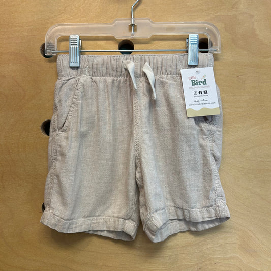 Beige Linen Blend Shorts