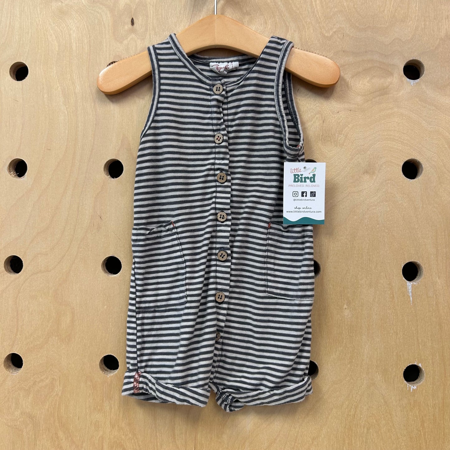 Grey Organic Striped Romper