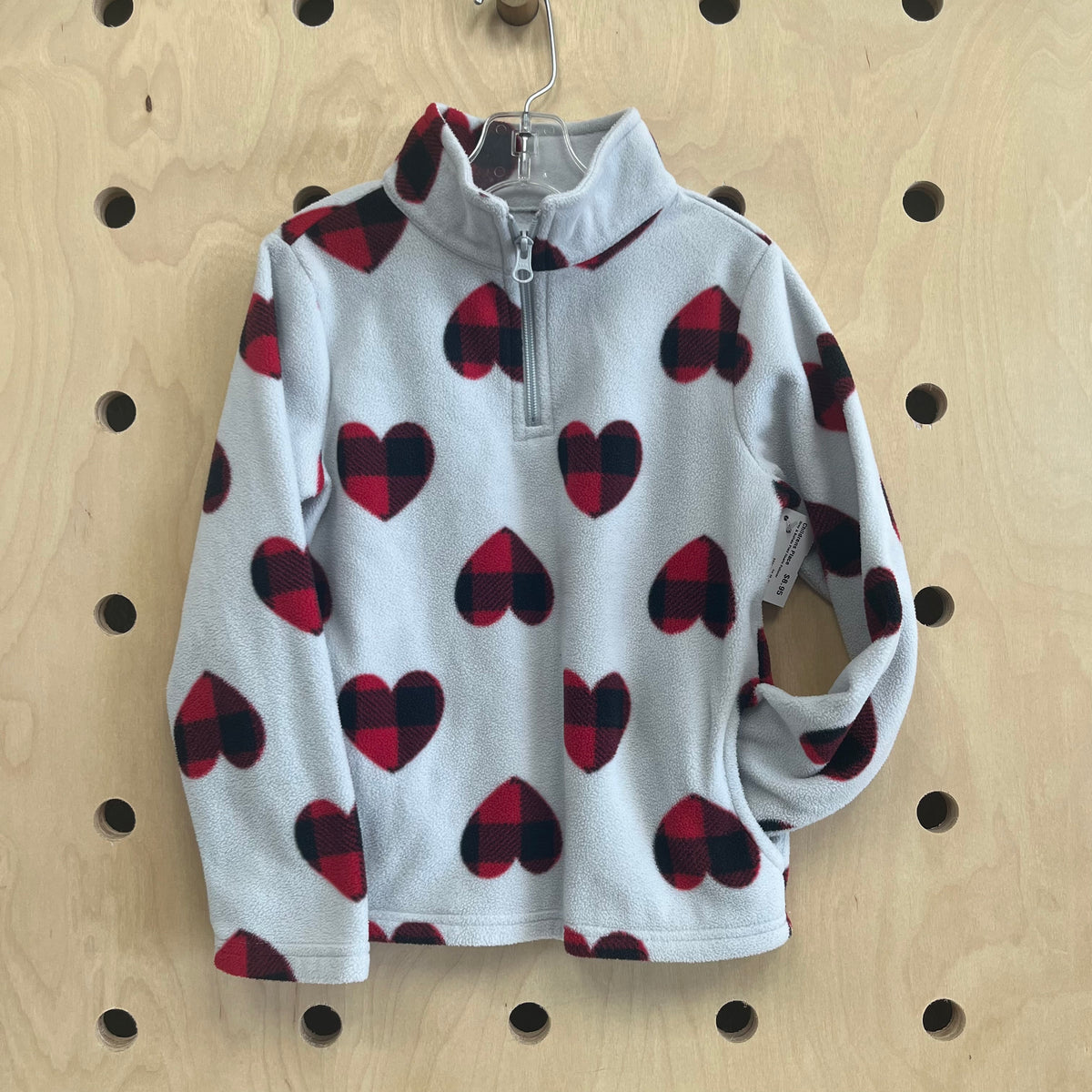Grey & Buffalo Plaid Hearts Pullover