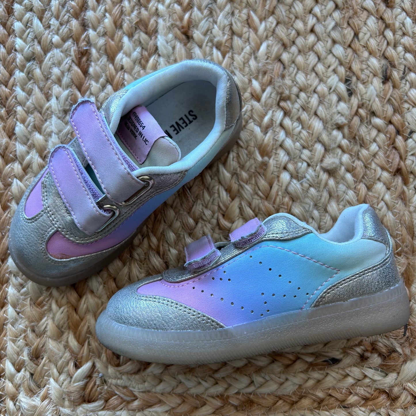 Pastel Rainbow & Gold Velcro Sneakers
