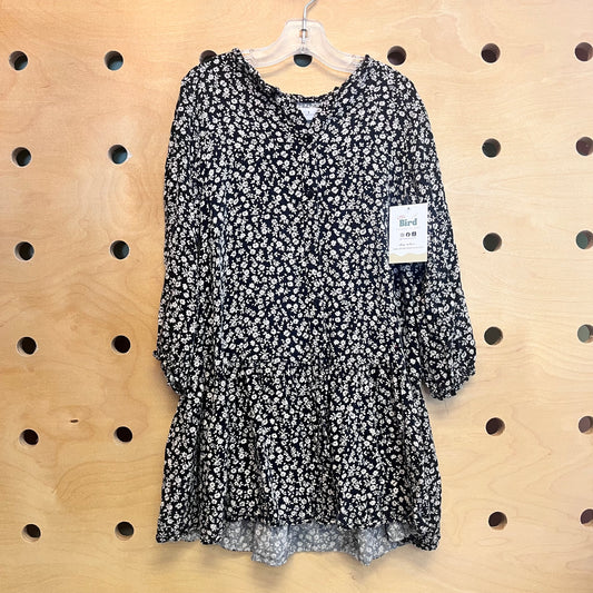 Black/Beige Floral Button Dress