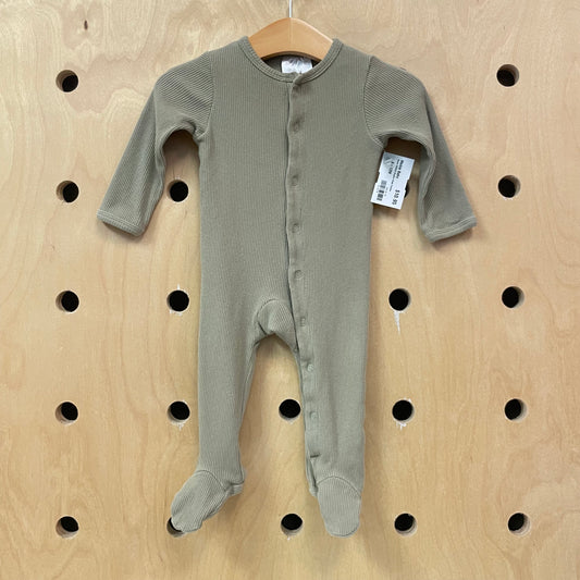 Green Ribbed Organic Snap Footies