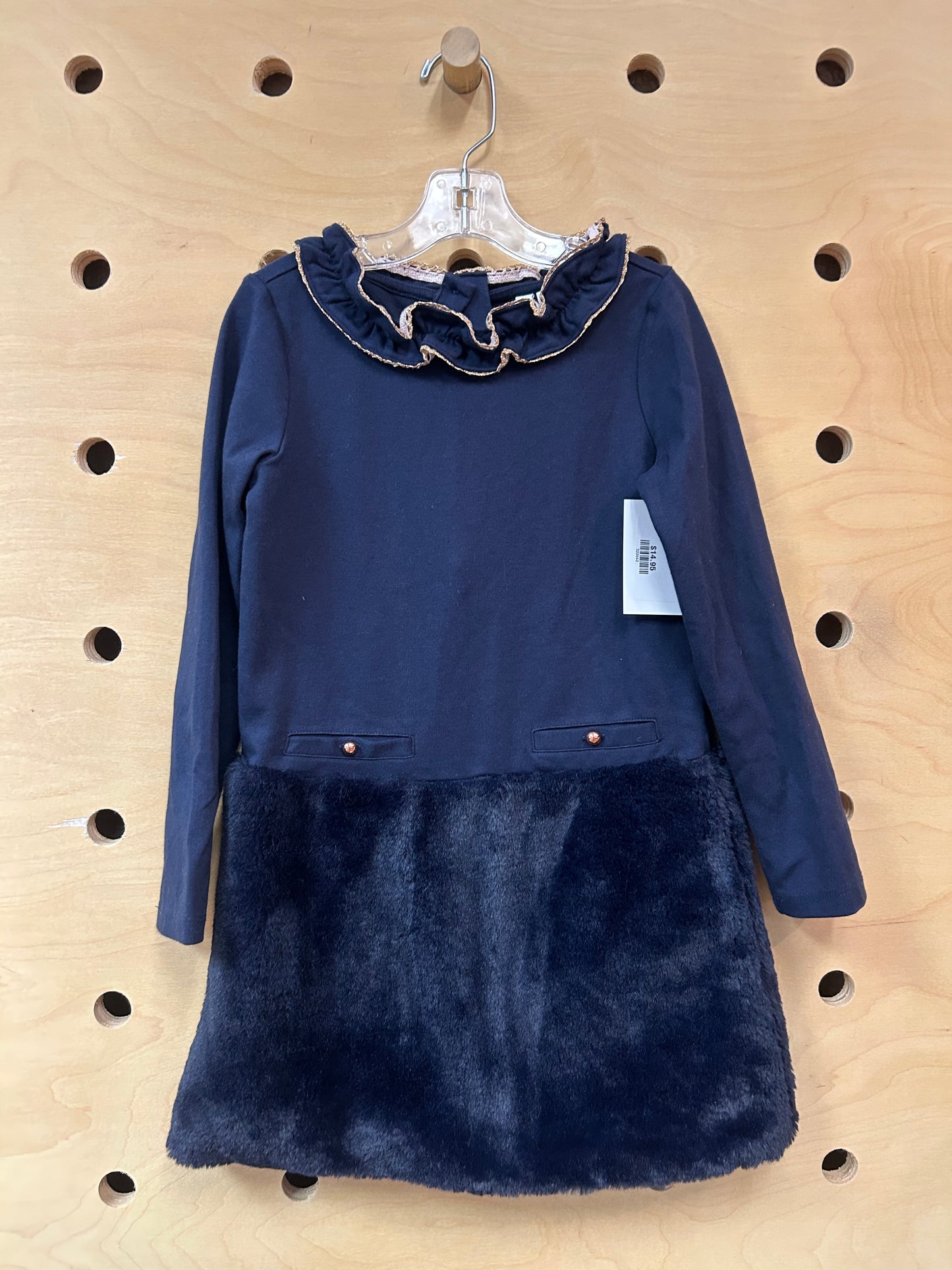 Navy Faux Fur Dress