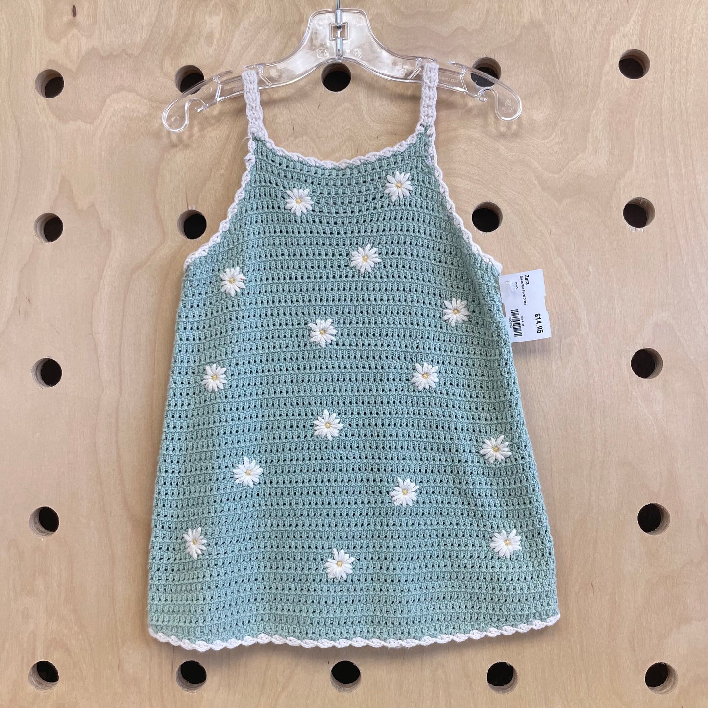 Green Knit Floral Dress