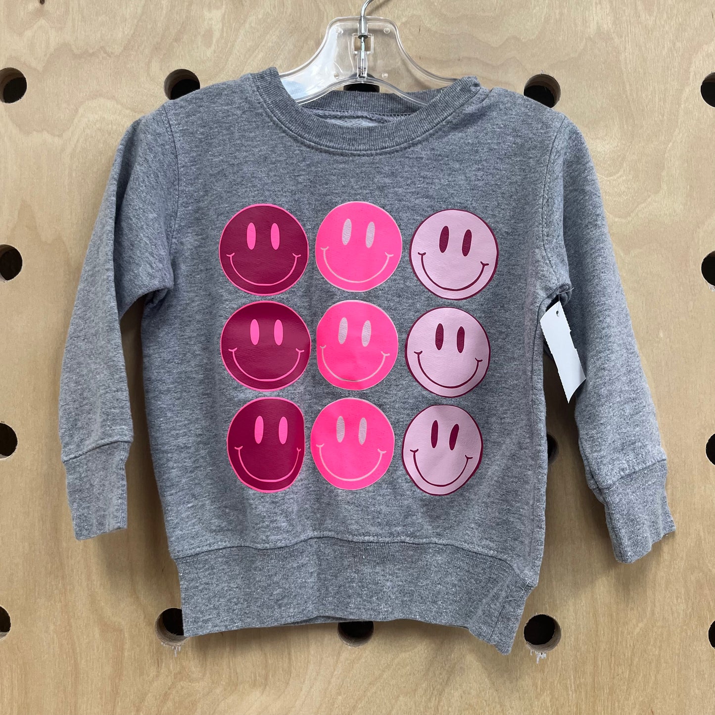 Grey+Pink Smileys Pullover