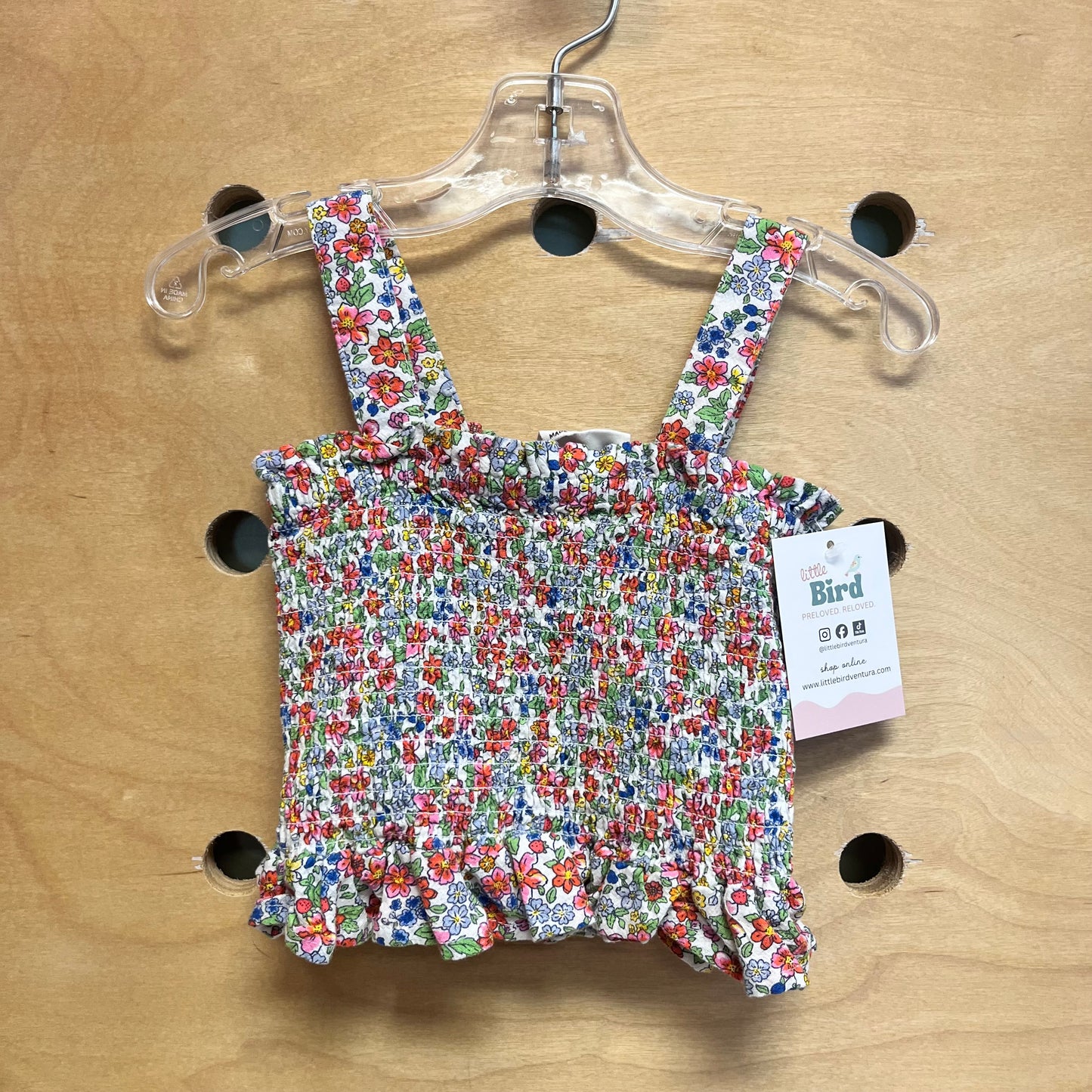Pink/Blue Floral Smocked Tank