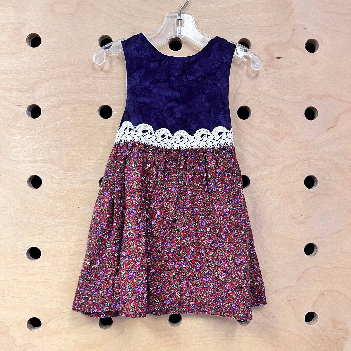 Purple Floral Knit Waist Dress