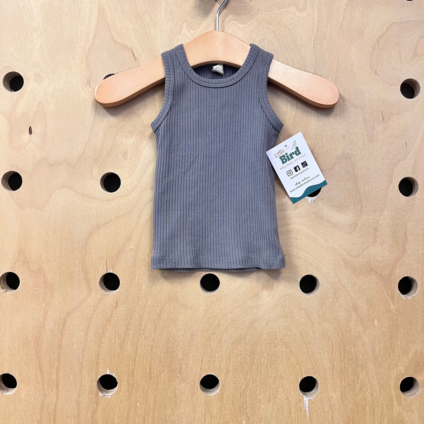 Grey Ribbed Organic Tank