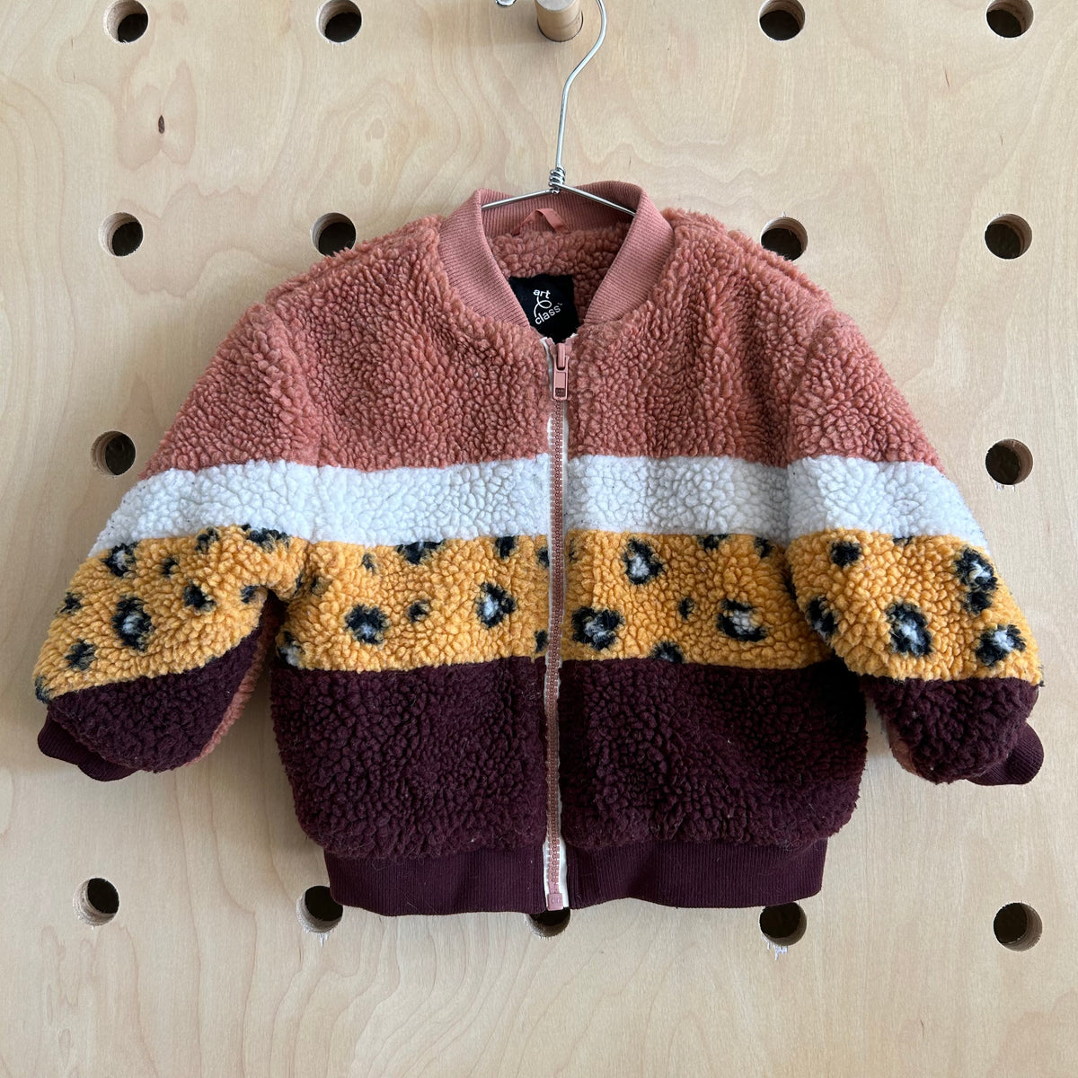 Pink & Animal Print Sherpa Jacket