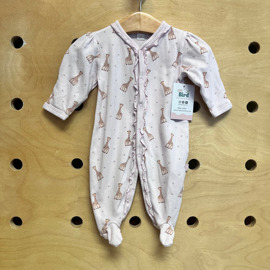 Pink Giraffes Ruffle Snap Footies